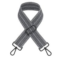 Curea Intercambiabilă pentru Geantă - Țesut Negru-Alb, Clip Gri Închis