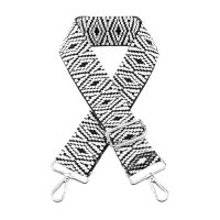 Curea Intercambiabilă pentru Geantă - Țesut Alb-Negru, Clip Argintiu