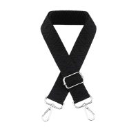 Curea Intercambiabilă pentru Geantă - Țesut Negru-Gri, Clip Argintiu