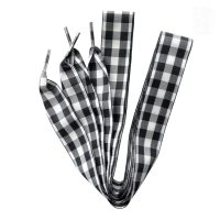 <b>Șireturile largi cu carouri pentru pantofi, o pereche - Alb-negru, 120 cm</b>