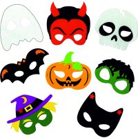 Măști din filț pentru Halloween - Colorate, 8 buc.