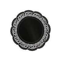Dantelă decorativă din hârtie - Neagră, 6 bucăți