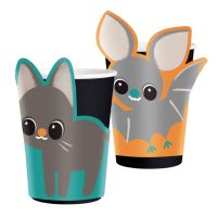 Cane din hârtie - Lilieci și Pisici, 8 bucăți