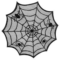 Prospătură dantelată cu motiv de pânză de păianjen – Negru, 4 bucăți