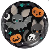 Farfurii din hârtie - Lilieci și pisici, 8 bucăți