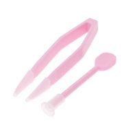 Pensetă și aplicator pentru lentile de contact - Roz