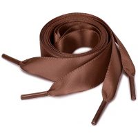 Șireturi late din mătase pentru pantofi sau hanorace, o pereche - Marron închis, 120 cm