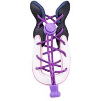 Șireturi din cauciuc pentru pantofi cu sistem de prindere, o pereche - Violet și alb, 100 cm