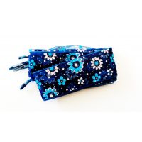 Panglici din satin cu flori pentru încălțăminte sau hanorace, un set - Bleumarin, 120 cm