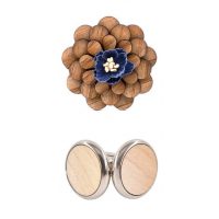 Set butoni de manșetă și broșă - Broșă florală cu centru albastru închis