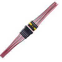 Conector auto AC/DC cu fire, rezistent la apă, masculin + feminin - 6 pini