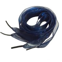Sfoară din satin pentru pantofi, o pereche - Albastru marin, 120 cm