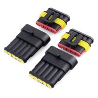 Conector auto AC/DC, kit, impermeabil, masculin + feminin - 5 pini
