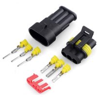 Conector auto AC/DC, kit, impermeabil, masculin + feminin - 3 pini