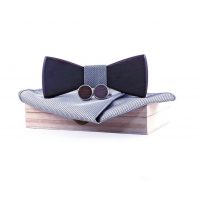 Set papion din lemn, batistă și butoni - Elegant wenge