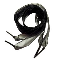 Șireturi din satin pentru pantofi, o pereche - Negre, 120 cm