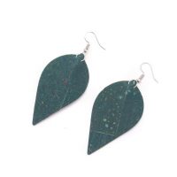 Cercei din plută în formă de frunză - Verzi