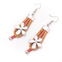 Cercei din plută cu floare - Roz