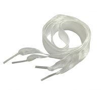 <b>Cordone din satin pentru pantofi, o pereche - Albe, 120 cm</b>