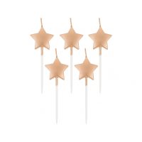 Lumânări de tort Stele - Roz-aurii, 5 buc