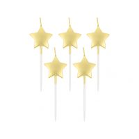 Lumânări de tort Stele - Aurii, 5 buc