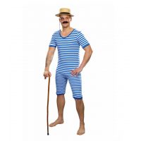 Costum pentru bărbați - Costum de baie cu dungi, albastru XXL