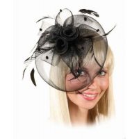 Fascinator cu pieptene retractabil - Negru
