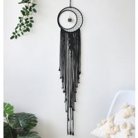 Prindere de vise - Mare, suspendat, soare macramé negru