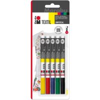 Marker textile colorat - 5 buc., vârf 1-2 mm