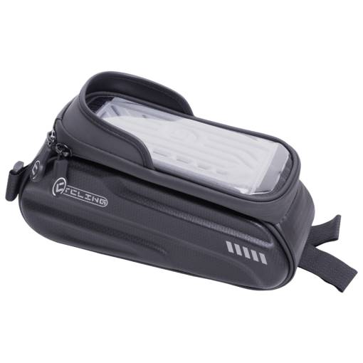 Foto - Geantă impermeabilă pentru cadru cu buzunar pentru mobil - Neagră, 1 litru