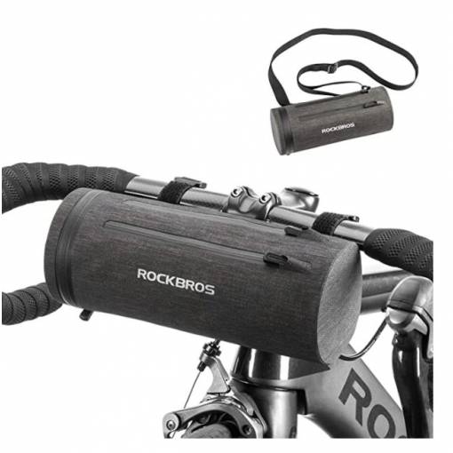 Foto - Geantă RockBros pentru suportul ghidonului bicicletei - Marron-Gri, 2 litri