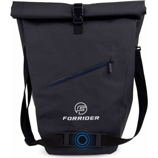 Foto - Geantă ciclistă impermeabilă pentru suportul din spate - Neagră, 27 litri