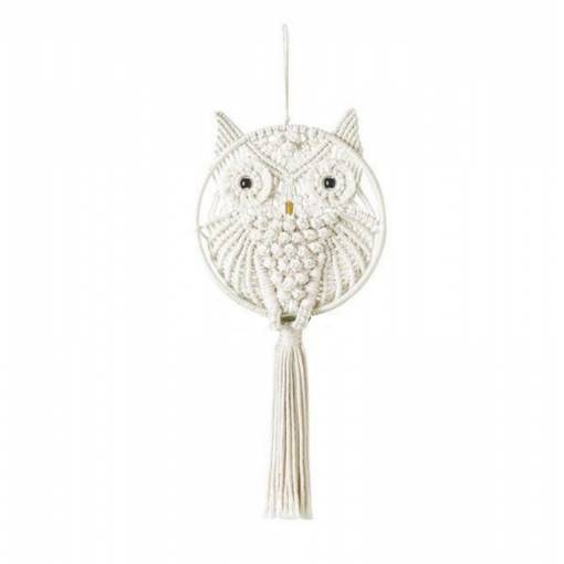 Foto - Captator de vise - Decorațiune macramé cu bufniță - Bej