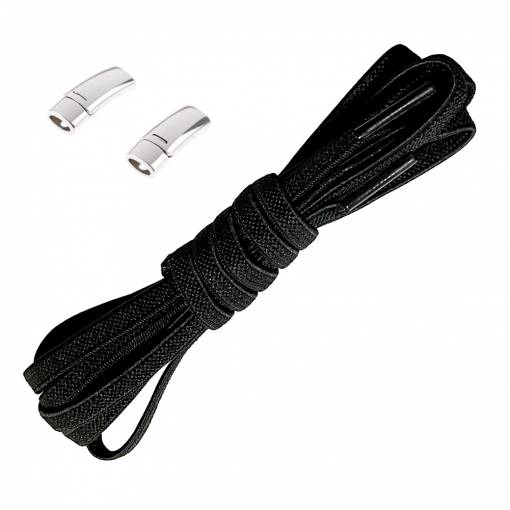 Foto - Șireturi elastice pentru pantofi largi, un set - Tip C - Negru, 100 cm