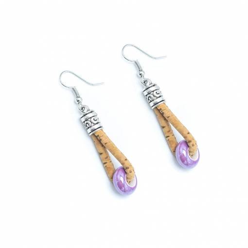 Foto - Cercei din plută - Mărgele violet