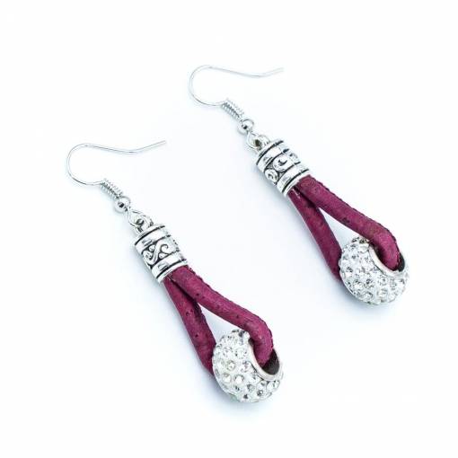 Foto - Cercei din plută - Cu floricele și perlă