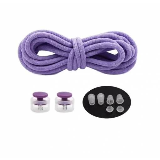 Foto - Șnururi sport din cauciuc pentru pantofi cu întăritură, o pereche - Violet, 100 cm
