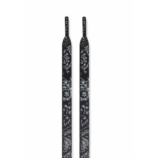 Foto - <b>Șireturile late cu imprimeu, o pereche - Negre, 120 cm</b>