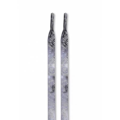 Foto - <b>Șireturile late cu imprimeu, o pereche - Gri-alb, 120 cm</b>
