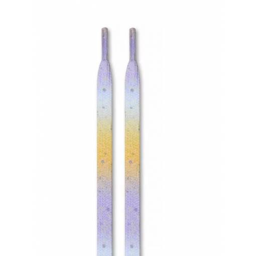 Foto - <b>Șireturile late cu imprimeu, o pereche - Violet-galbene, 120 cm</b>