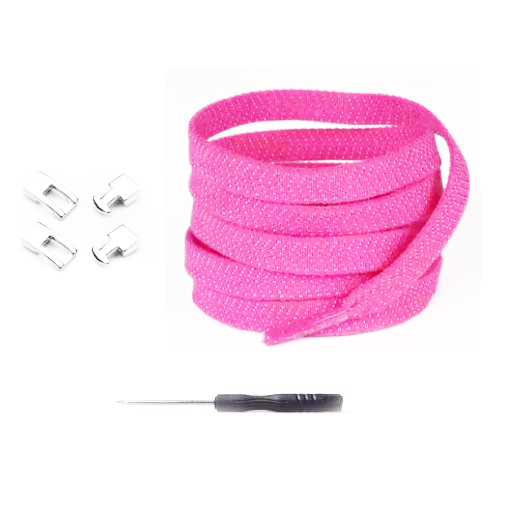 Foto - Șireturi elastice pentru încălțăminte cu clips, un set - Roșu închis, 100 cm