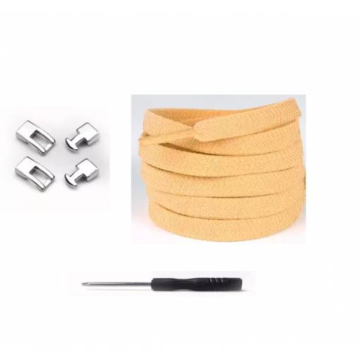 Foto - Șireturi elastice pentru încălțăminte cu clips, un set - Oranj, 100 cm
