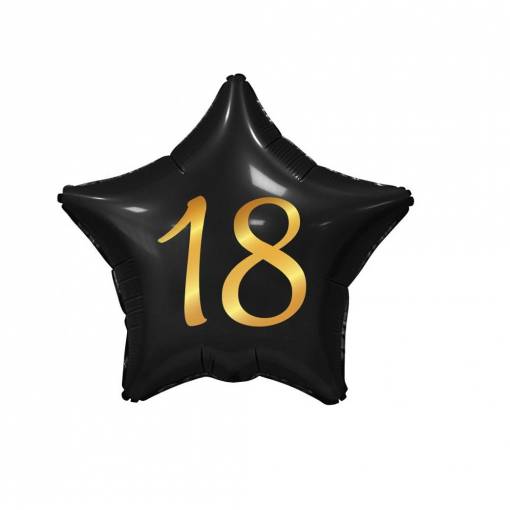 Foto - Balon din folie stea - Negru cu numărul 18