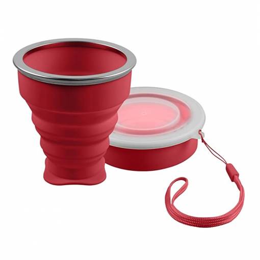 Foto - Cupa pliabilă din silicon 200 ml - Roșu