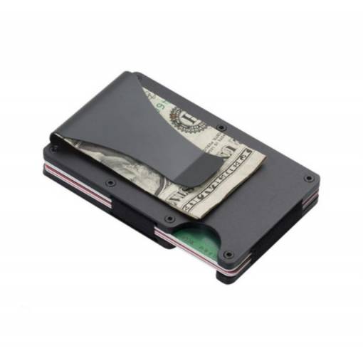 Foto - Carcasă metalică pentru carduri cu protecție RFID - Neagră