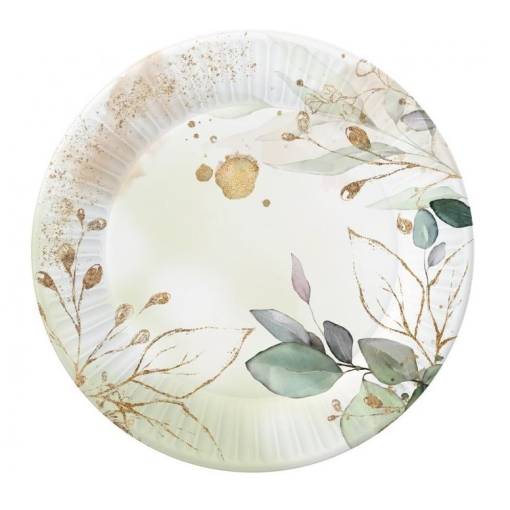 Foto - Farfurii din hârtie - Frunze aurii, 6 bucăți