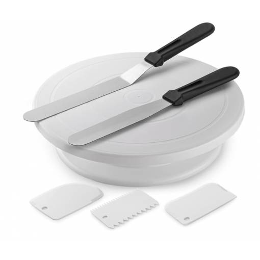 Foto - Suport rotativ pentru servire prăjituri cu accesorii - Alb