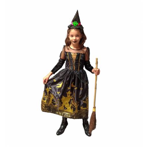 Foto - Costum pentru copii - Vrăjitoare Negru-Auriu 140