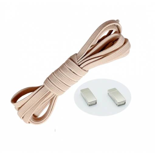 Foto - Șireturi elastice pentru pantofi lățimi - Tip D - închidere magnetică, o pereche - Bej închis, 100 cm