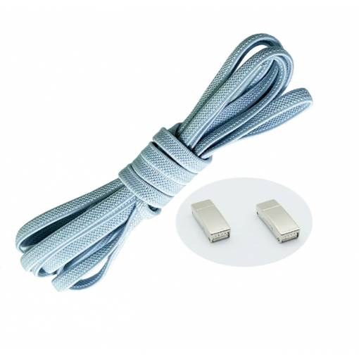 Foto - Șiruri elastice pentru pantofi late - Tip D - cu prindere magnetică, un set - Albastru deschis, 100 cm